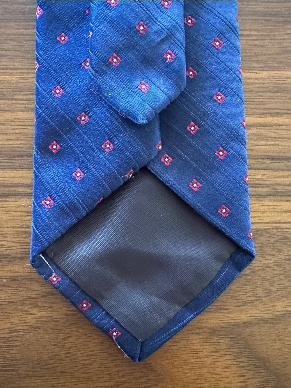 Lanvin Blue Silk Tie with Red Micro-Dots